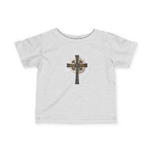 Load image into Gallery viewer, NEW! Golden & Black "Jesus is King" Cross - Baby Jersey Tee