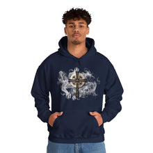 Load image into Gallery viewer, New! Golden & Black "Jesus is King" Cross - Unisex Heavy Blend™ Hooded Sweatshirt