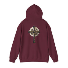 Load image into Gallery viewer, Back Design of Golden & Black Cross "Jesus is King" - Unisex Heavy Blend™ Hooded Sweatshirt