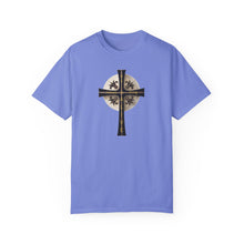 Load image into Gallery viewer, Golden & Black Cross "Jesus is King" - Unisex Garment-Dyed T-shirt