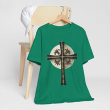 Load image into Gallery viewer, Golden & Black "Jesus is King" Cross - Short Sleeve T-Shirt