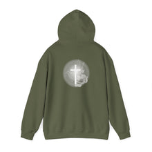 Load image into Gallery viewer, Back Design of White Dove Cross - Unisex Heavy Blend™ Hooded Sweatshirt