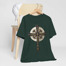 Load image into Gallery viewer, Golden & Black "Jesus is King" Cross - Short Sleeve T-Shirt