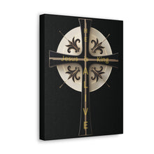 Load image into Gallery viewer, Golden & Black "Jesus is King" Cross - Canvas Wall Art