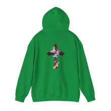 Load image into Gallery viewer, Back Design of Flower Covered Cross - Unisex Fit Heavy Blend™ Hooded Sweatshirt