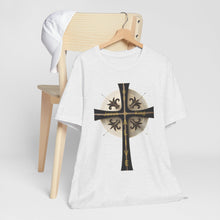Load image into Gallery viewer, Golden & Black "Jesus is King" Cross - Short Sleeve T-Shirt