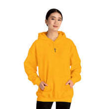 Load image into Gallery viewer, Back Design of Flower Covered Cross - Unisex Fit Heavy Blend™ Hooded Sweatshirt