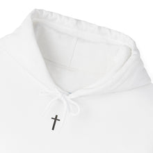 Load image into Gallery viewer, Back Design of Golden & Black Cross "Jesus is King" - Unisex Heavy Blend™ Hooded Sweatshirt