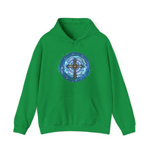 Load image into Gallery viewer, New! Lightning & Clouds Cross - Unisex Heavy Blend™ Hooded Sweatshirt
