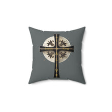 Load image into Gallery viewer, Golden & Black Cross "Jesus is King" - Pillow