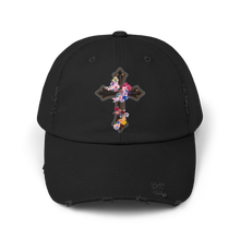 Load image into Gallery viewer, Flower Covered Cross - Cotton Distressed Cap
