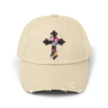 Load image into Gallery viewer, Flower Covered Cross - Cotton Distressed Cap