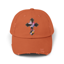 Load image into Gallery viewer, Flower Covered Cross - Cotton Distressed Cap