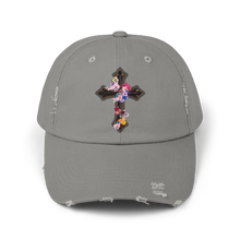 Load image into Gallery viewer, Flower Covered Cross - Cotton Distressed Cap