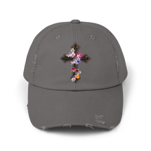 Load image into Gallery viewer, Flower Covered Cross - Cotton Distressed Cap