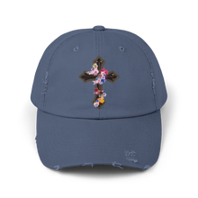 Load image into Gallery viewer, Flower Covered Cross - Cotton Distressed Cap