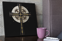Load image into Gallery viewer, Golden & Black "Jesus is King" Cross - Canvas Wall Art