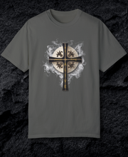Load image into Gallery viewer, Golden & Black "Jesus is King" Cross - Unisex Garment-Dyed T-shirt