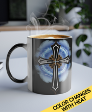 Load image into Gallery viewer, Lightning & Clouds Cross - Color Morphing Mug, 11oz