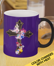 Load image into Gallery viewer, Flower Covered Cross - Color Morphing Mug, 11oz