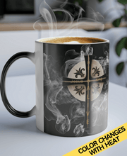 Load image into Gallery viewer, New! Golden & Black "Jesus is King" Cross - Color Morphing Mug, 11oz