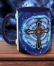 Load image into Gallery viewer, New! Lightning & Clouds Cross - Accent Coffee Mug (11, 15oz)