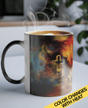 Load image into Gallery viewer, Rainbow Storm Cross - Color Morphing Mug, 11oz