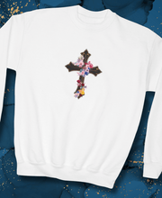 Load image into Gallery viewer, Flower Covered Cross - Youth Crewneck Sweatshirt