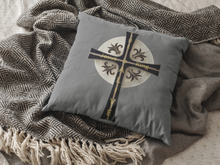 Load image into Gallery viewer, Golden & Black Cross "Jesus is King" - Pillow
