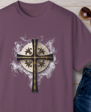Load image into Gallery viewer, Golden & Black "Jesus is King" Cross - Unisex Garment-Dyed T-shirt