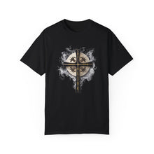 Load image into Gallery viewer, Golden &amp; Black &quot;Jesus is King&quot; Cross - Unisex Garment-Dyed T-shirt
