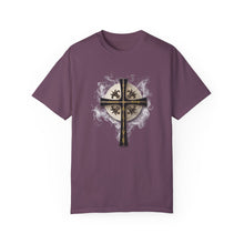 Load image into Gallery viewer, Golden &amp; Black &quot;Jesus is King&quot; Cross - Unisex Garment-Dyed T-shirt
