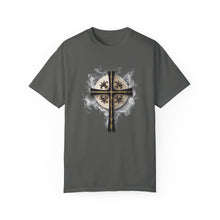 Load image into Gallery viewer, Golden &amp; Black &quot;Jesus is King&quot; Cross - Unisex Garment-Dyed T-shirt
