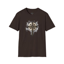 Load image into Gallery viewer, NEW! Golden &amp; Black Cross - Unisex Softstyle T-Shirt

