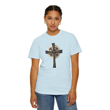 Load image into Gallery viewer, Golden &amp; Black Cross &quot;Jesus is King&quot; - Unisex Garment-Dyed T-shirt
