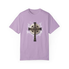 Load image into Gallery viewer, Golden &amp; Black &quot;Jesus is King&quot; Cross - Unisex Garment-Dyed T-shirt
