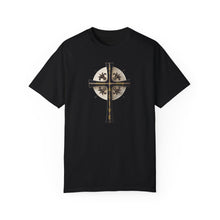 Load image into Gallery viewer, Golden &amp; Black &quot;Jesus is King&quot; Cross - Unisex Garment-Dyed T-Shirt
