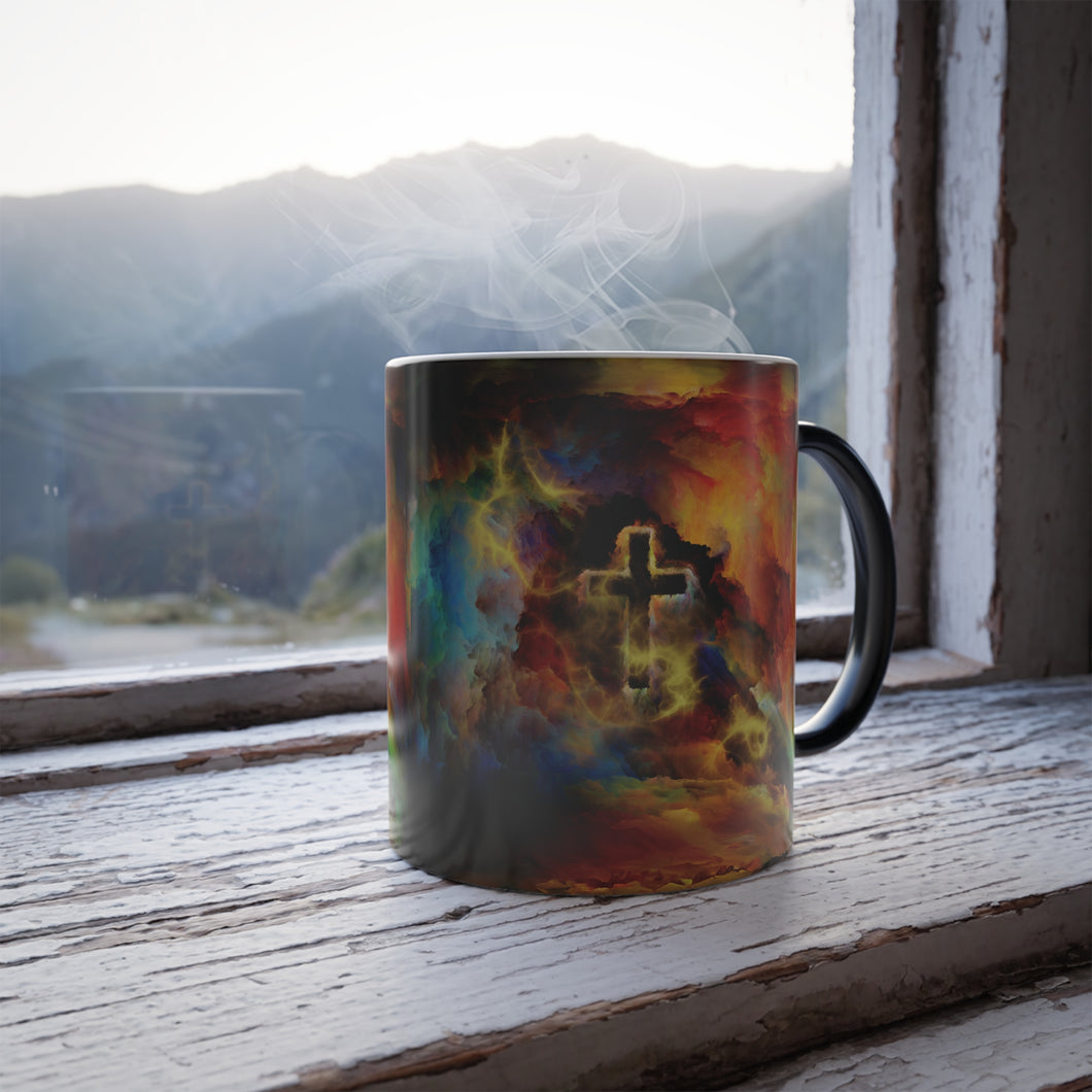 Rainbow Storm Cross - Color Morphing Mug, 11oz