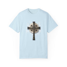 Load image into Gallery viewer, Golden &amp; Black &quot;Jesus is King&quot; Cross - Unisex Garment-Dyed T-shirt
