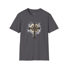 Load image into Gallery viewer, NEW! Golden &amp; Black Cross - Unisex Softstyle T-Shirt
