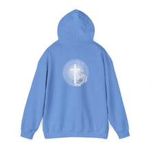 Load image into Gallery viewer, Back Design of White Dove Cross - Unisex Heavy Blend™ Hooded Sweatshirt
