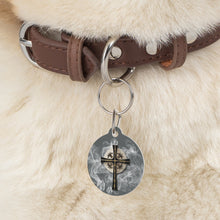 Load image into Gallery viewer, NEW! Golden &amp; Black &quot;Jesus is King&quot; Cross - Pet Tag
