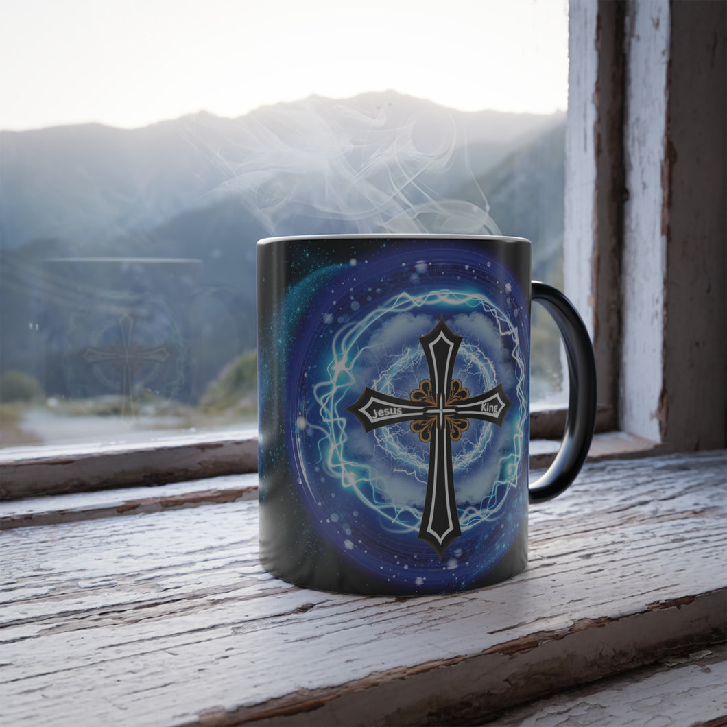 New! Lightning & Clouds Cross - Color Morphing Mug, 11oz