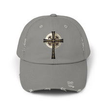 Load image into Gallery viewer, Golden &amp; Black &quot;Jesus is King&quot; Cross - Cotton Distressed Cap
