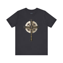 Load image into Gallery viewer, Golden &amp; Black &quot;Jesus is King&quot; Cross - Mens Graphic T-Shirt
