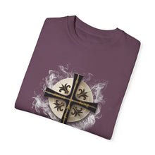 Load image into Gallery viewer, Golden &amp; Black &quot;Jesus is King&quot; Cross - Unisex Garment-Dyed T-shirt
