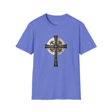 Load image into Gallery viewer, Golden &amp; Black &quot;Jesus is King&quot; Cross - Unisex Softstyle T-Shirt
