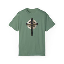 Load image into Gallery viewer, Golden &amp; Black Cross &quot;Jesus is King&quot; - Unisex Garment-Dyed T-shirt
