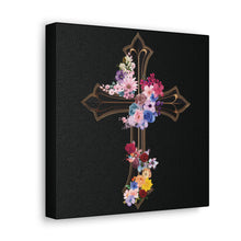 Load image into Gallery viewer, Flower Covered Cross - Canvas Wall Art
