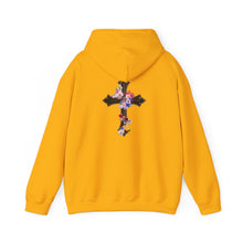 Load image into Gallery viewer, Back Design of Flower Covered Cross - Unisex Fit Heavy Blend™ Hooded Sweatshirt
